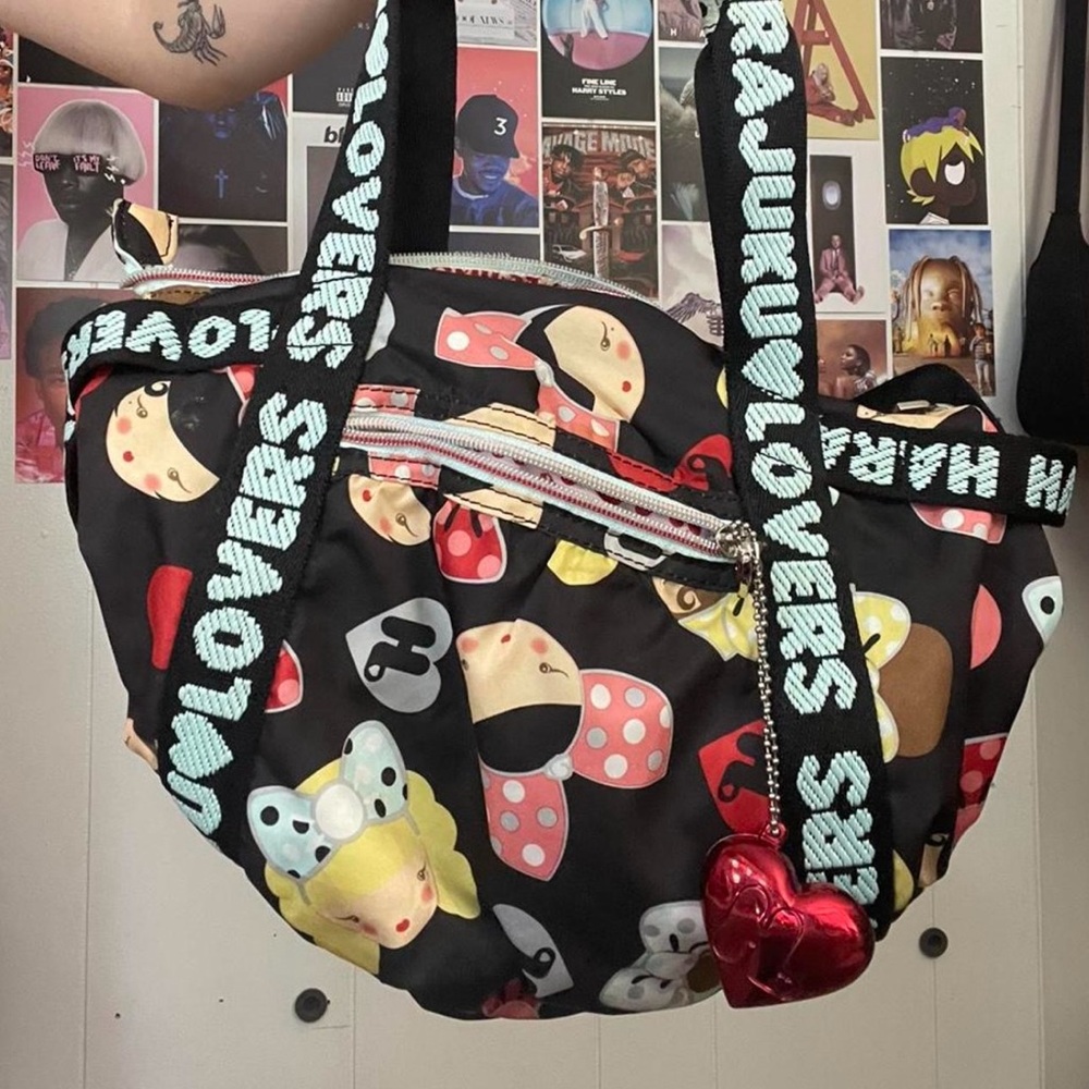 Harajuku Lovers Black and Colorful Patterned Shoulder Bag